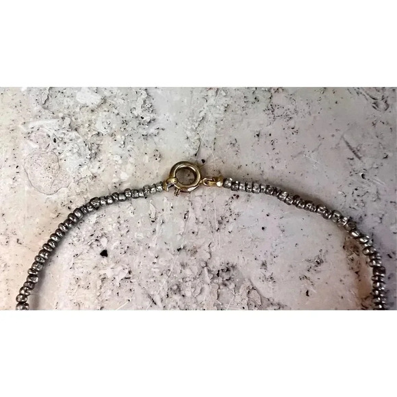 Vintage Brown Gold Silver Wooden Bar Beaded Necklace - Picture 5 of 8